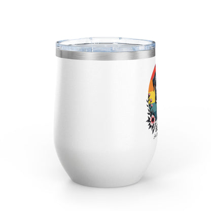 I Like My Boxer and Maybe 3 People (Pink Flower) - Boxer Dog Wine Tumbler