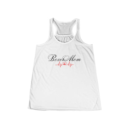 Boxer Mom Heartbeat with paw-Women's Flowy Racerback Tank