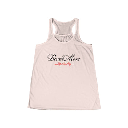 Boxer Mom Heartbeat with paw-Women's Flowy Racerback Tank