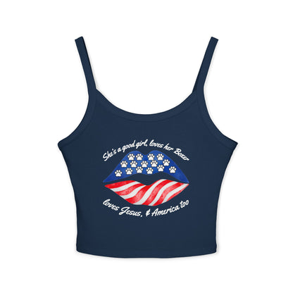 She's A Good Girl, Loves Her Boxer Patriotic Lips - Boxer Dog Tank Top
