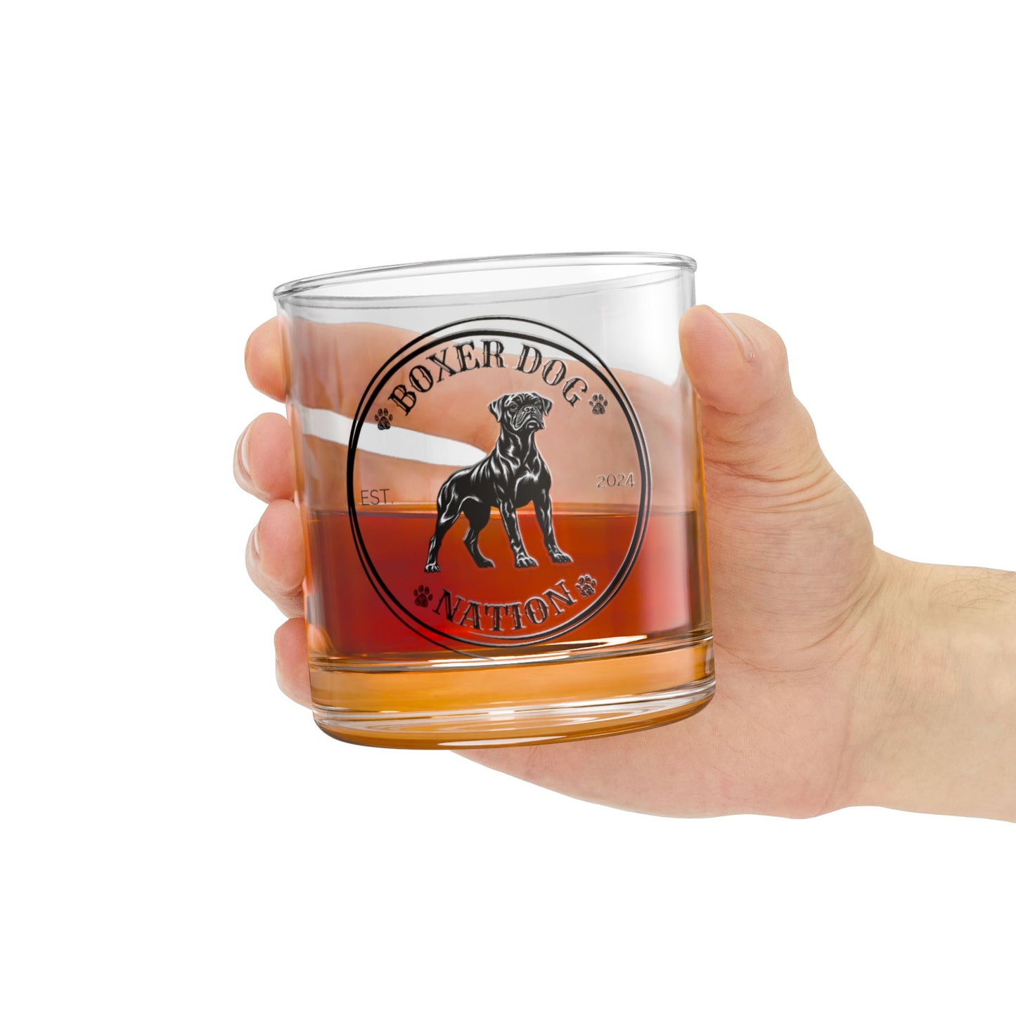 Boxer Nation Logo- Boxer Dog Rocks Glass