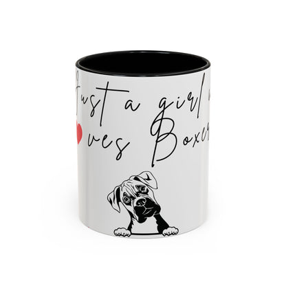 Just a Gril Who Loves Boxers- Accent Coffee Mug (11, 15oz)