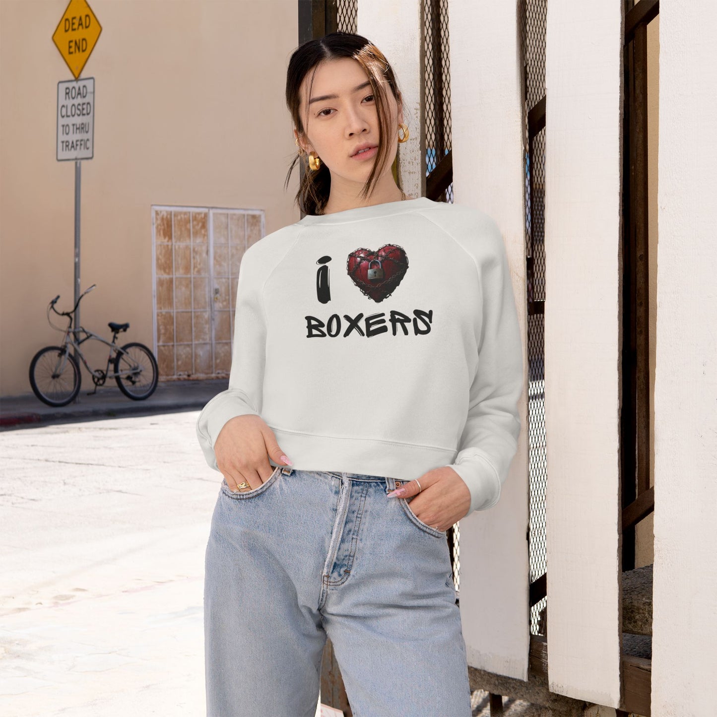 I ❤️ Boxers- Women's Cropped Fleece Pullover