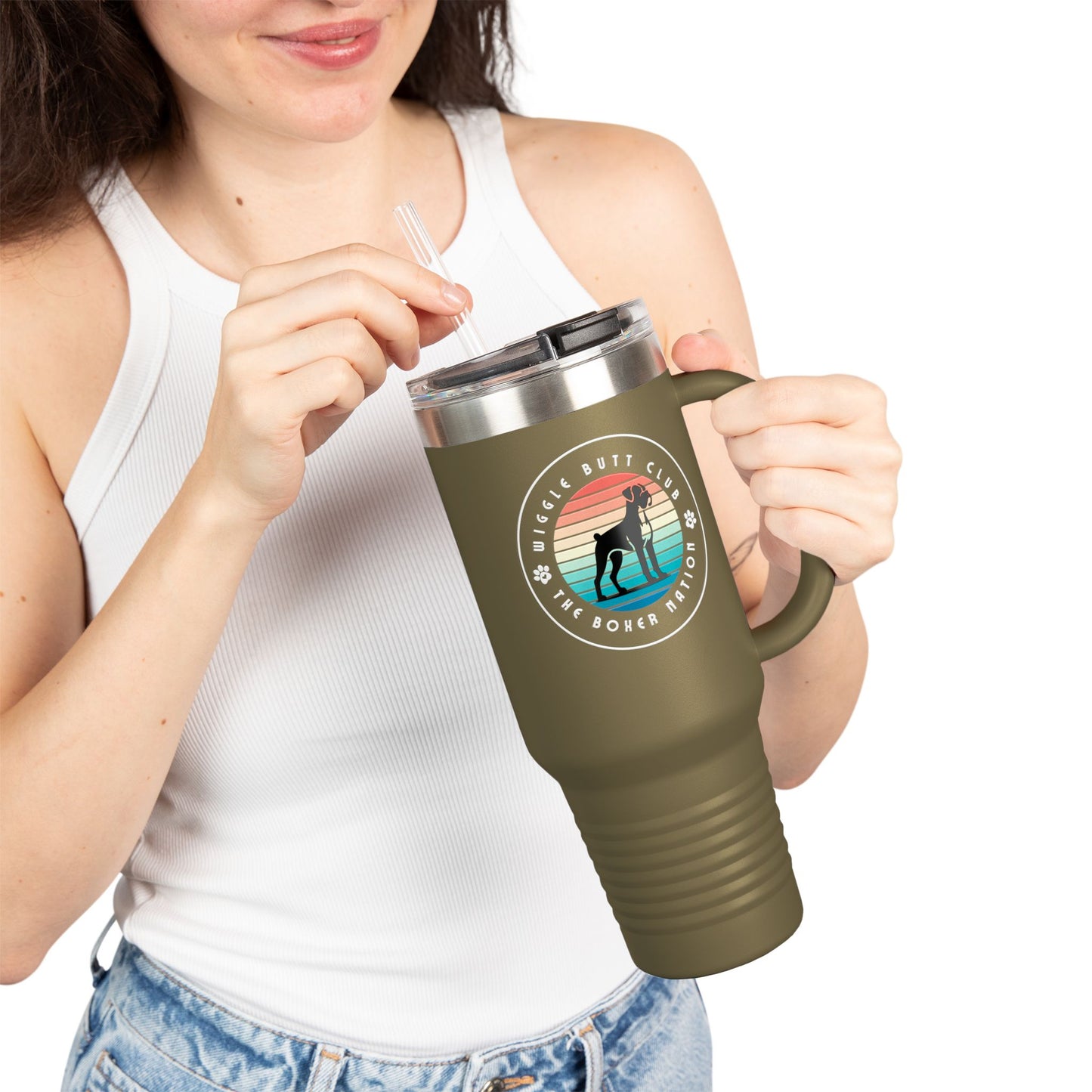 Wiggle Butt Club - Boxer Dog Insulated Travel Tumbler, 40oz