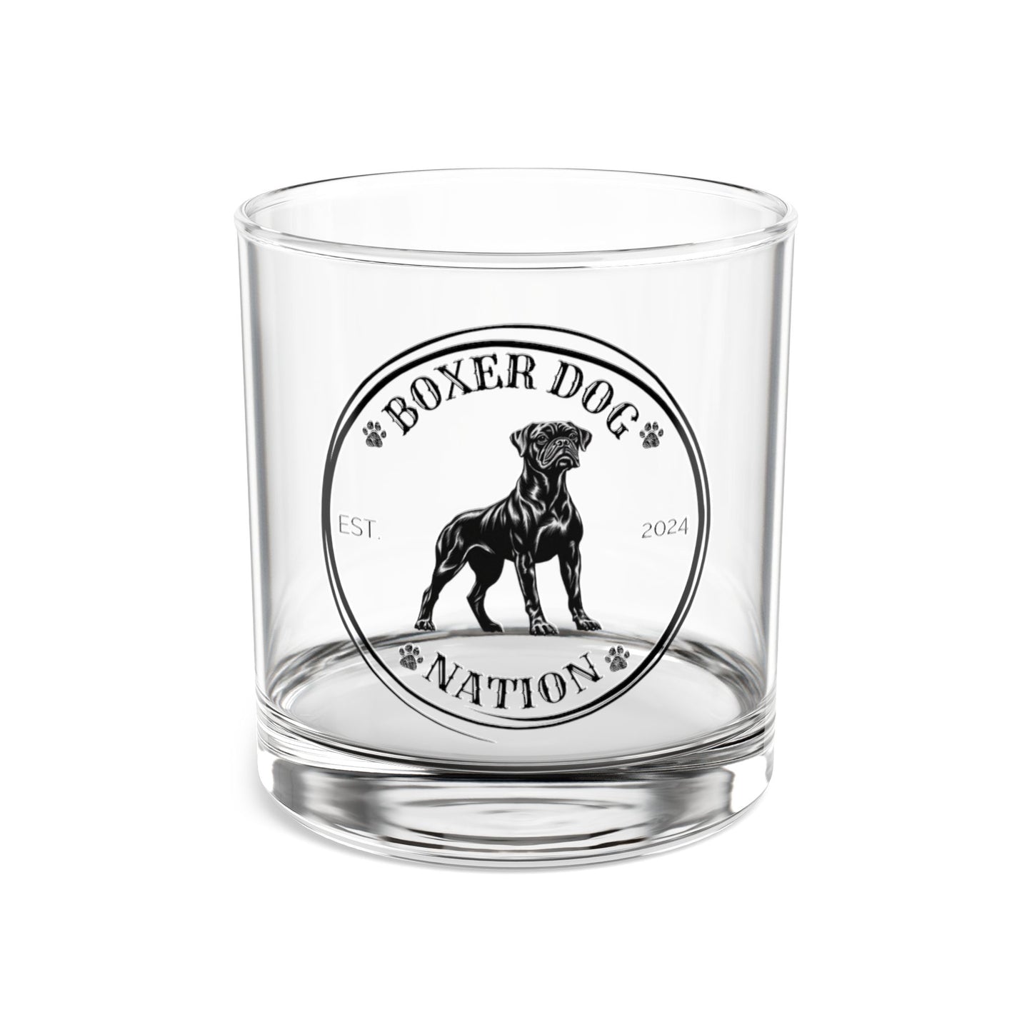 Boxer Nation Logo- Boxer Dog Rocks Glass