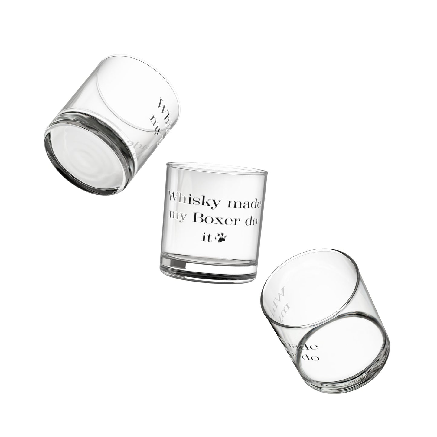 Whisky Made My Human Do It- Boxer Dog Rocks Glass