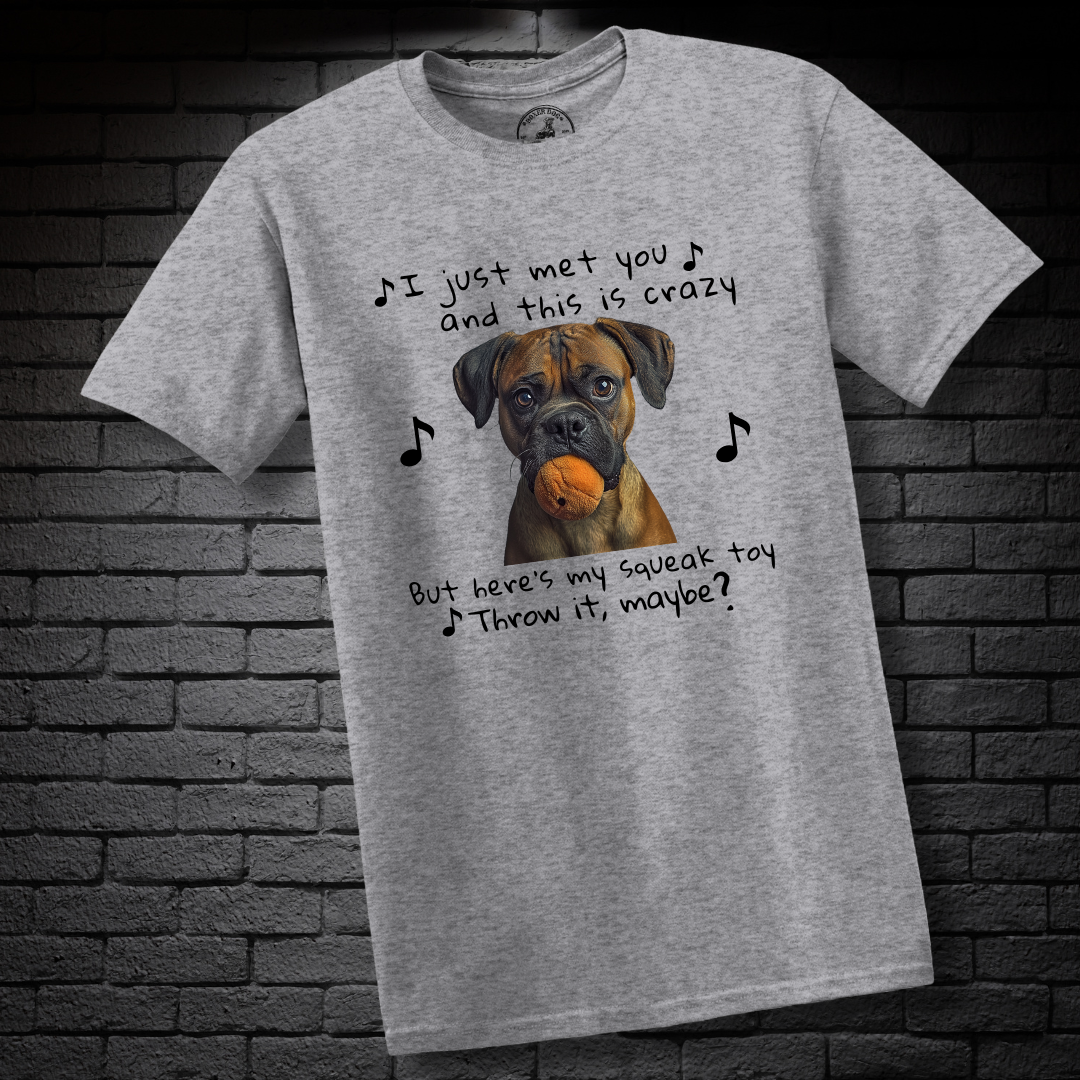 I just met you and this is crazy. But here’s my squeak toy. Throw it maybe? – Boxer Dog Classic Shirt
