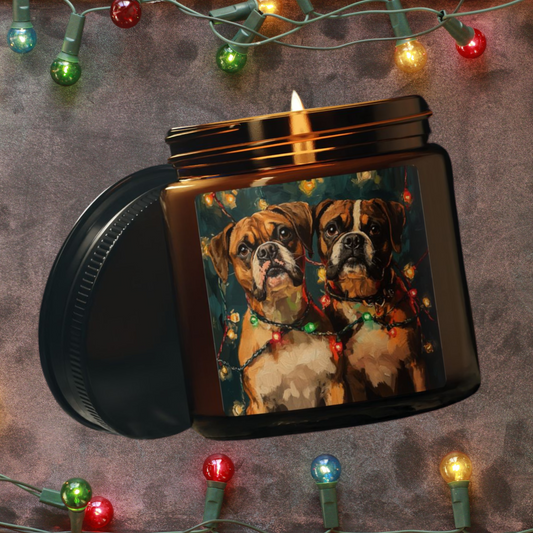 Have a Boxer Kind of Christmas- Scented Soy Candle (Multi-Size, Amber Jar)