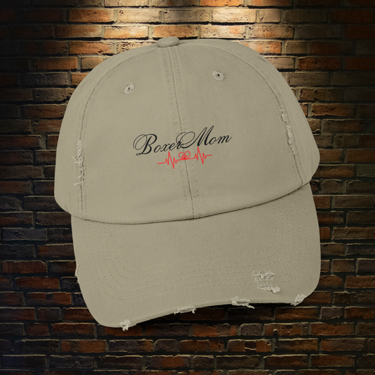 Boxer Mom Heartbeat- Distressed Hat