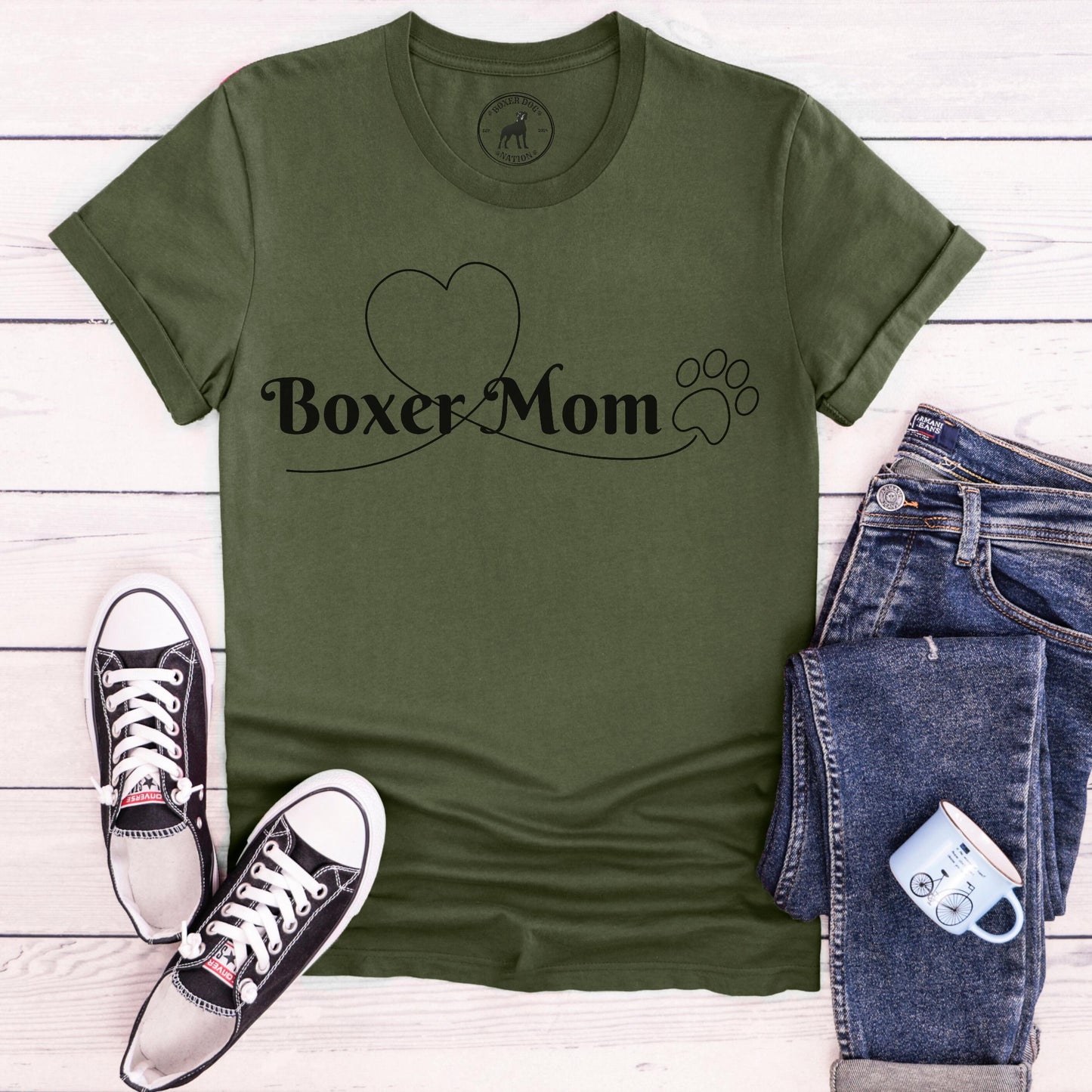 Boxer Mom Heart & Paw- Classic T-Shirt