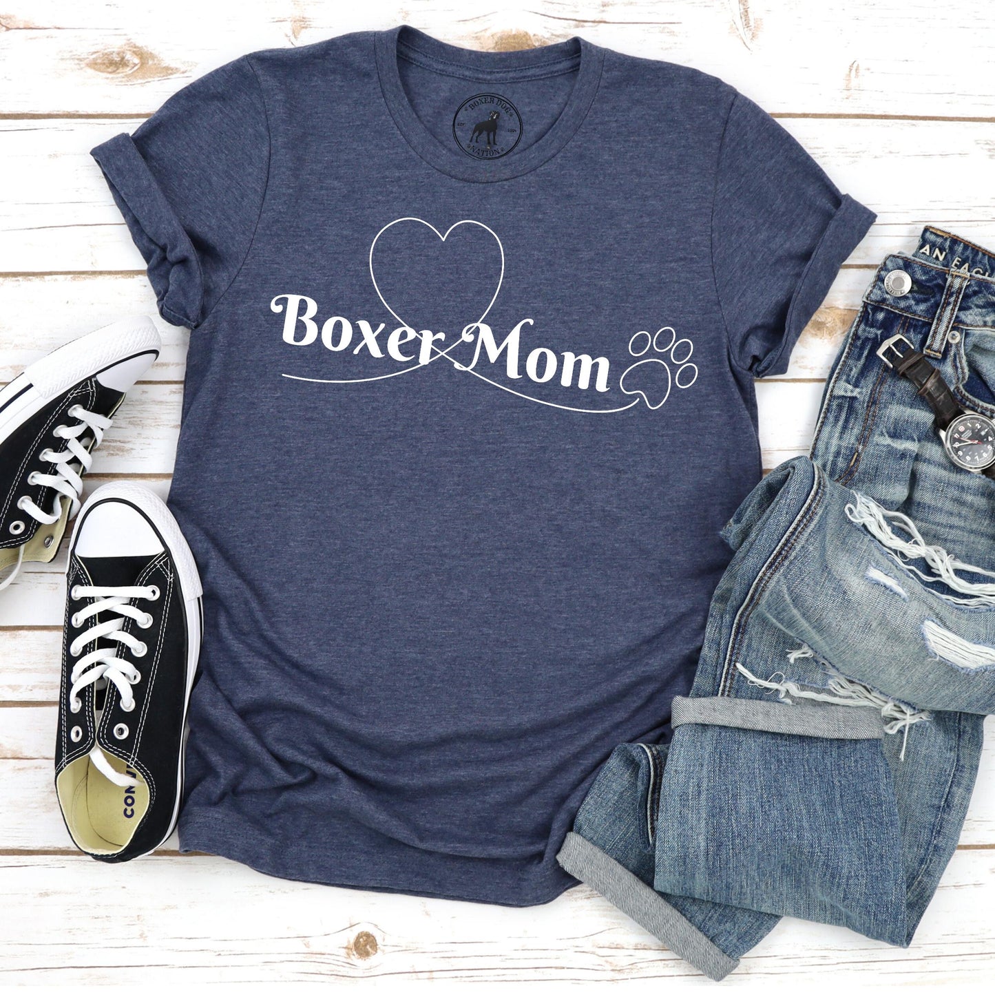 Boxer Mom Heart & Paw- Classic T-Shirt