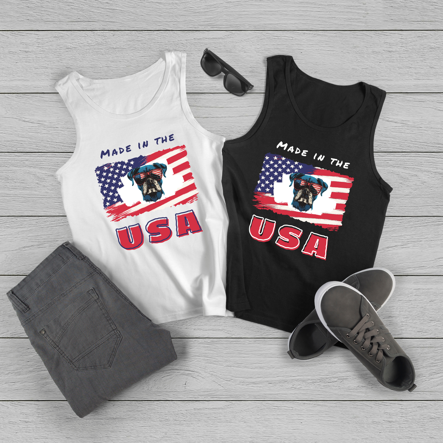 Made in the USA | USA Boxer Flag Sunglasses- Classic Tank Top