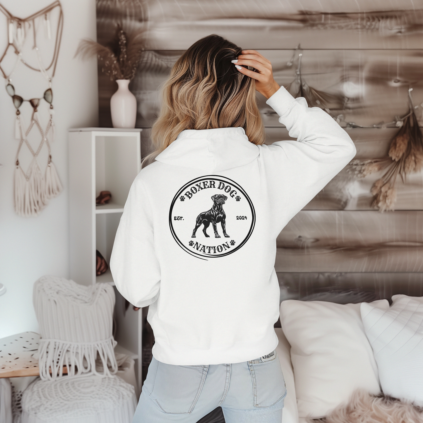 Boxer Dog Nation Logo- Classic All Gender Hoodie