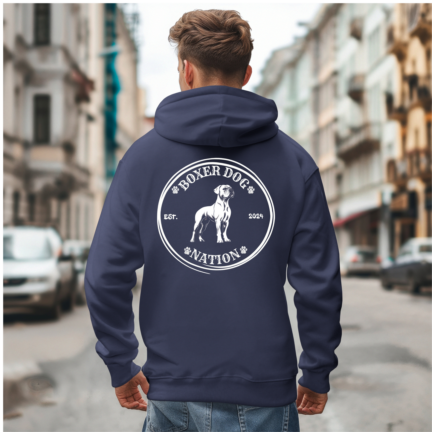 Boxer Dog Nation Logo- Classic All Gender Hoodie