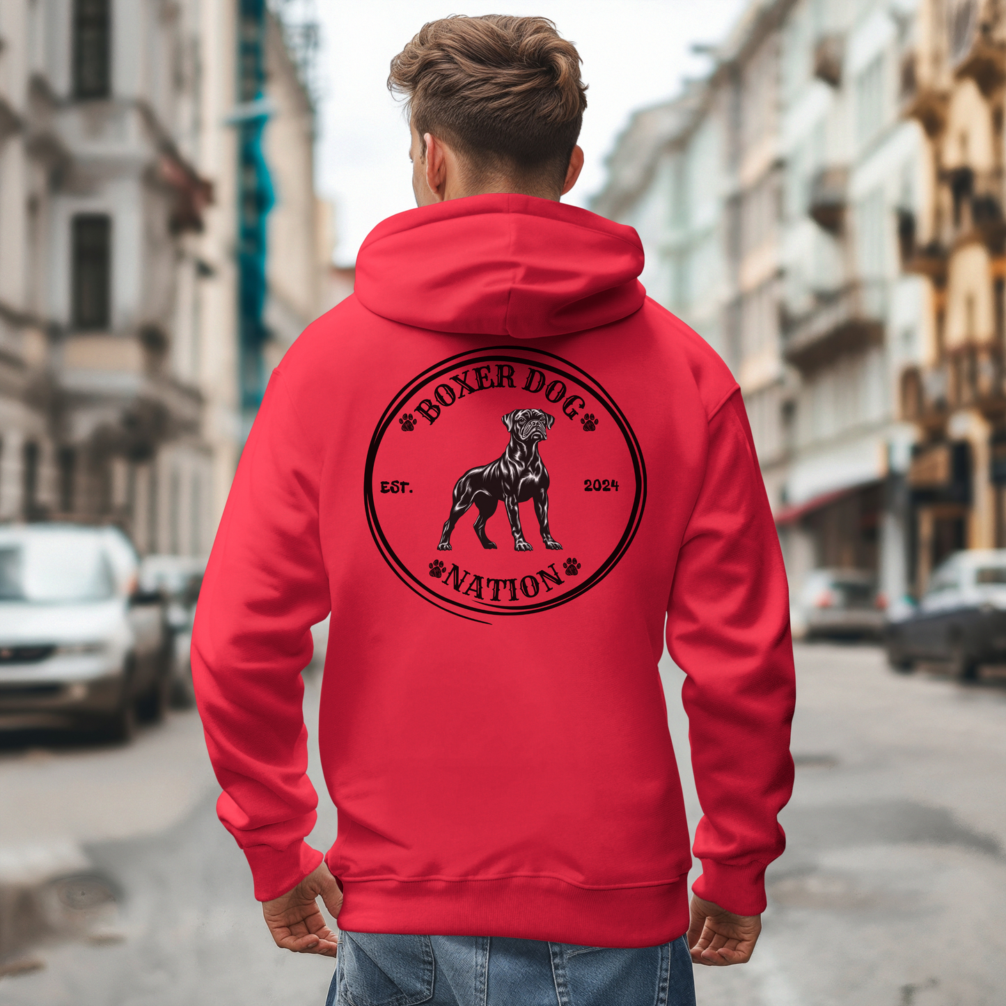 Boxer Dog Nation Logo- Classic All Gender Hoodie