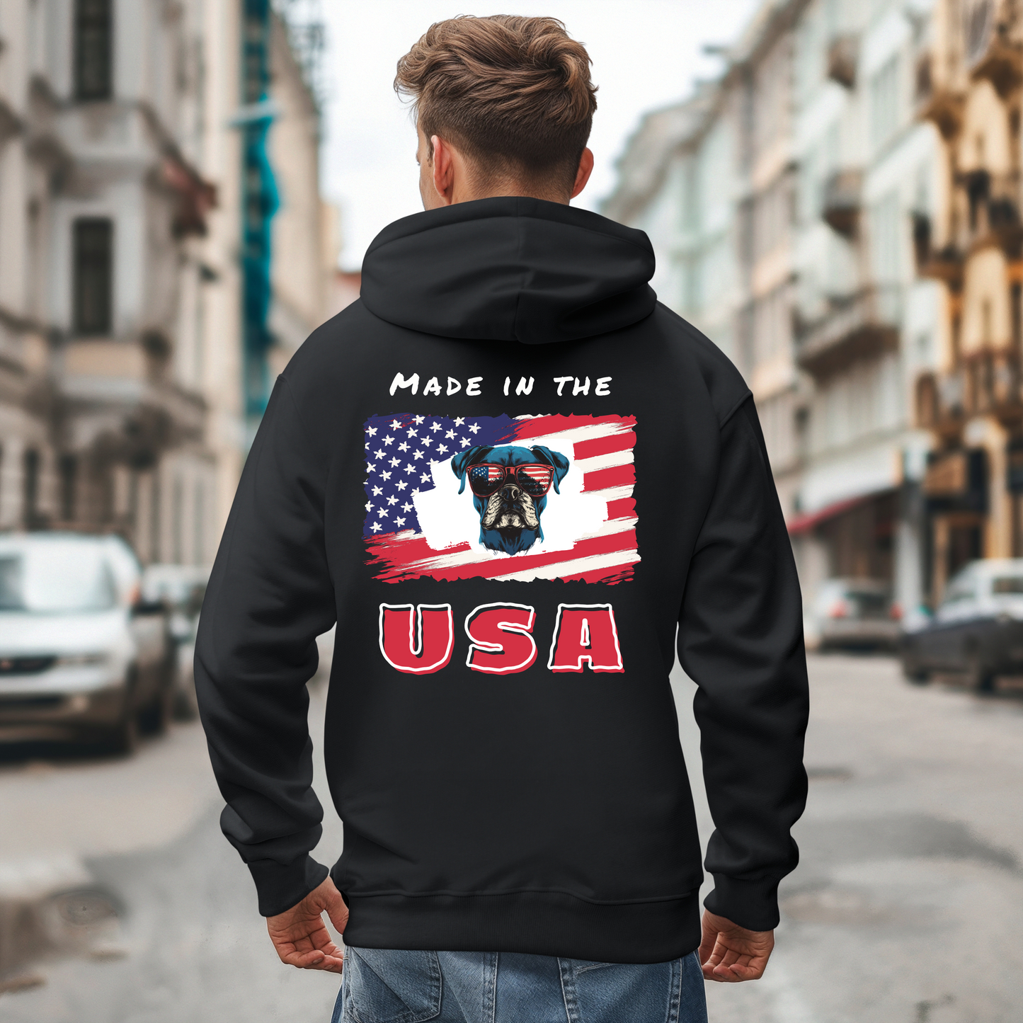 Made in the USA | USA Boxer Flag Sunglasses- Classic All Gender Hoodie