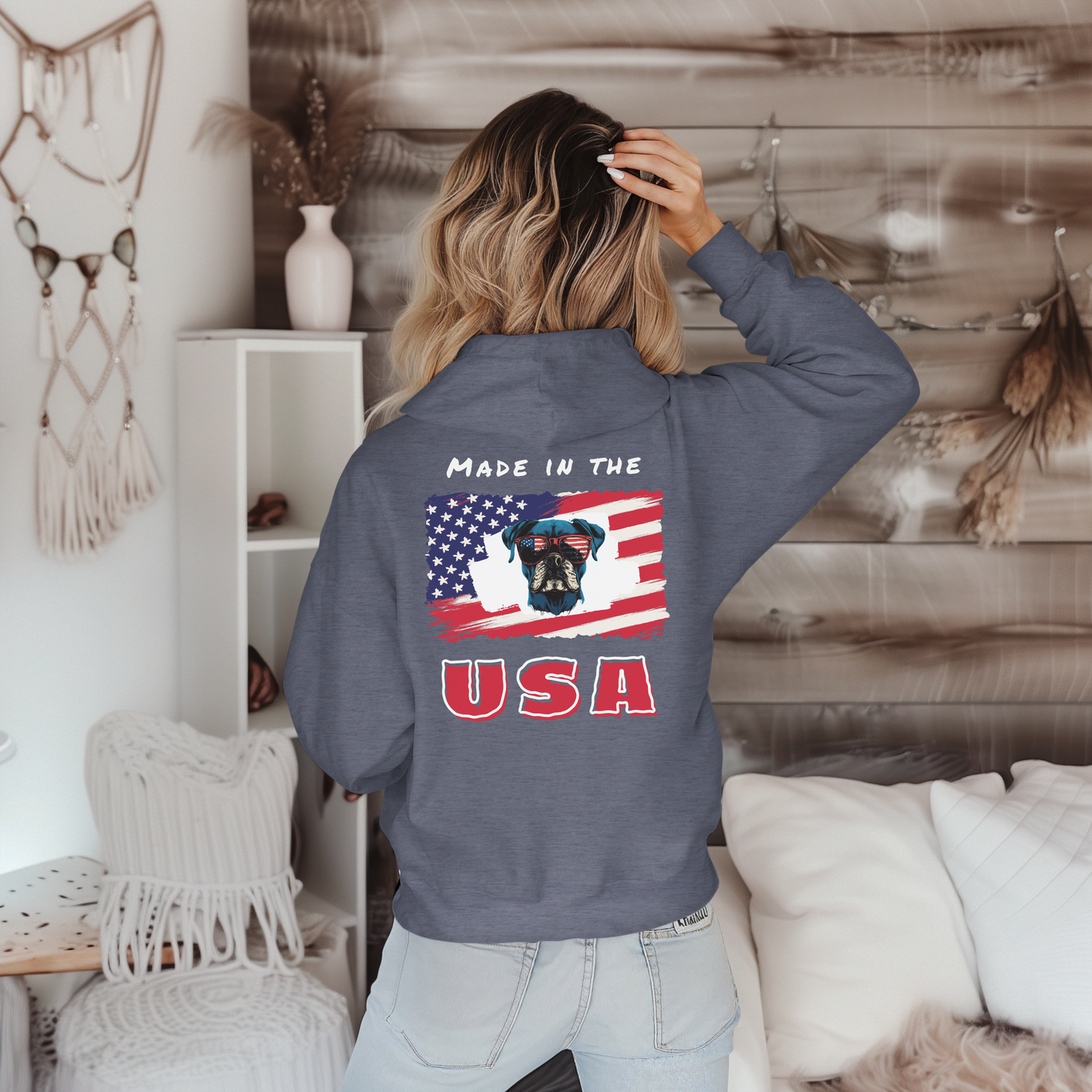 Made in the USA | USA Boxer Flag Sunglasses- Classic All Gender Hoodie