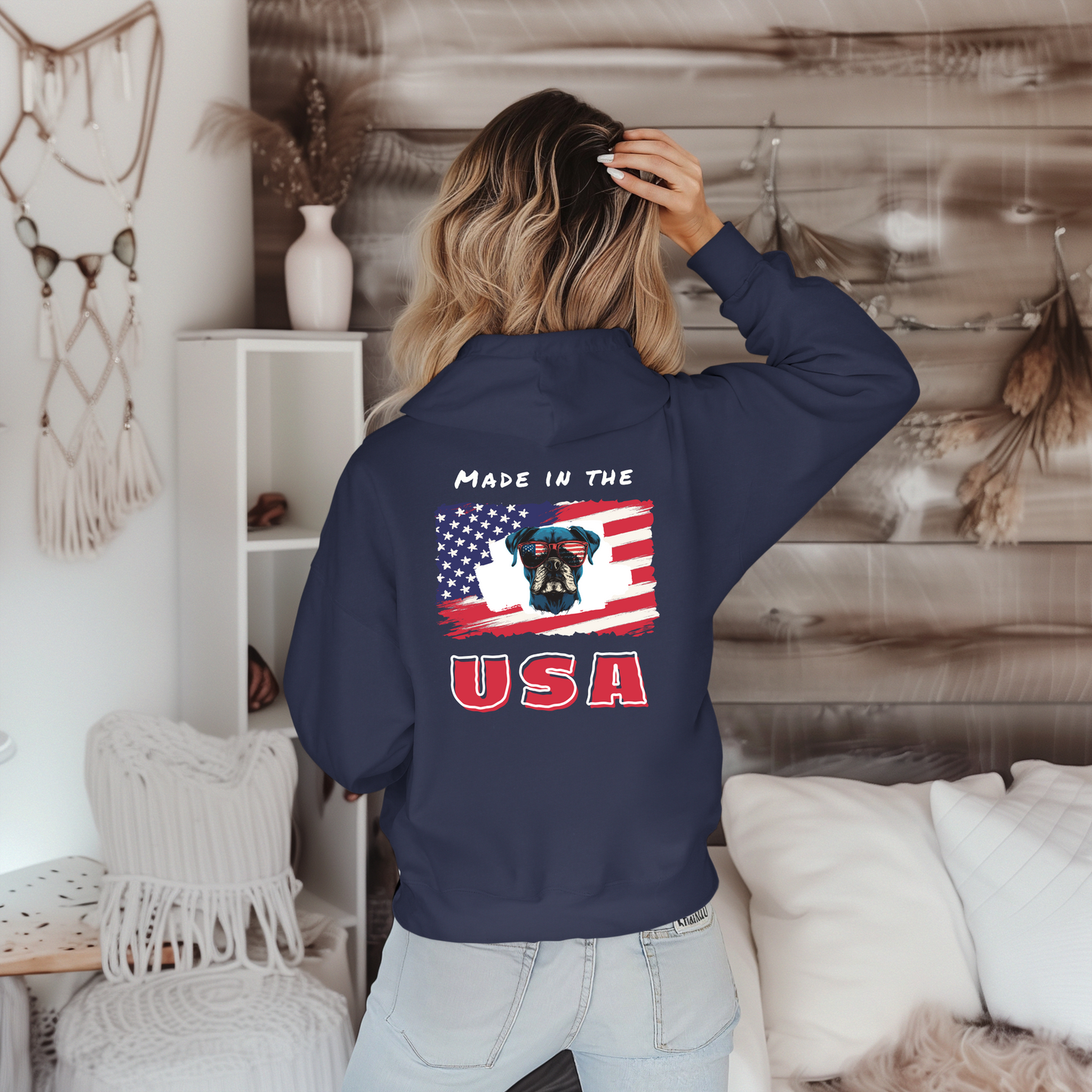 Made in the USA | USA Boxer Flag Sunglasses- Classic All Gender Hoodie