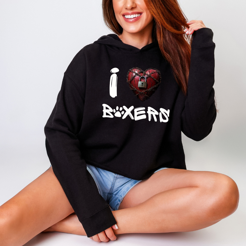 I (locked heart) Boxers – Boxer Dog Crop Hoodie