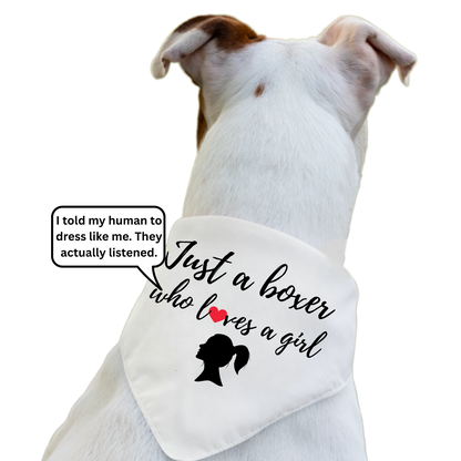 Just A Boxer Who Loves A Girl - Boxer Dog Pet Bandana