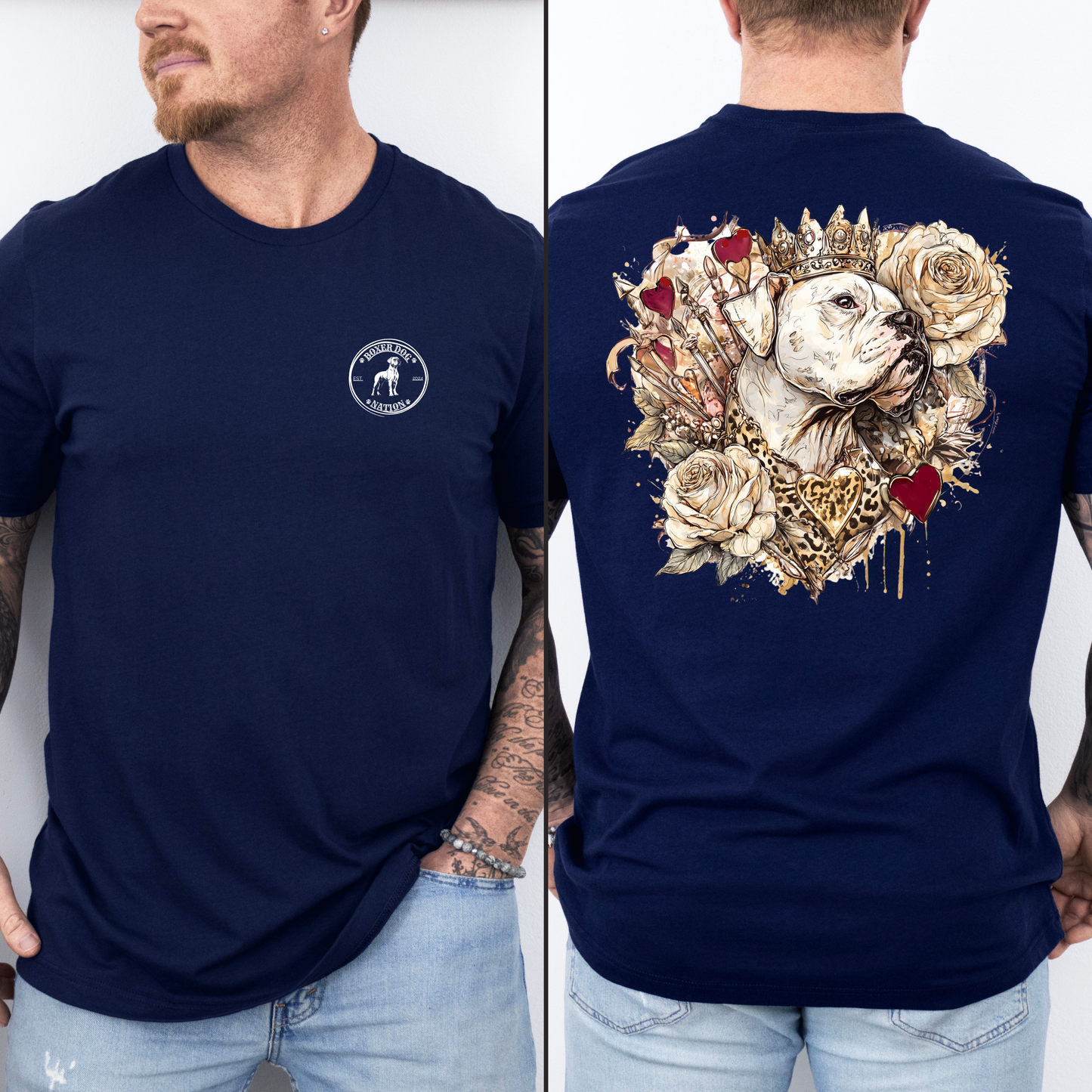 Boxer Queen Glam Leopard Crowned Boxer - Boxer Dog Classic T-Shirt