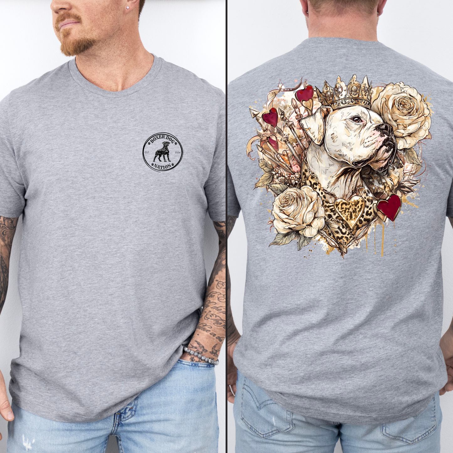 Boxer Queen Glam Leopard Crowned Boxer - Boxer Dog Classic T-Shirt