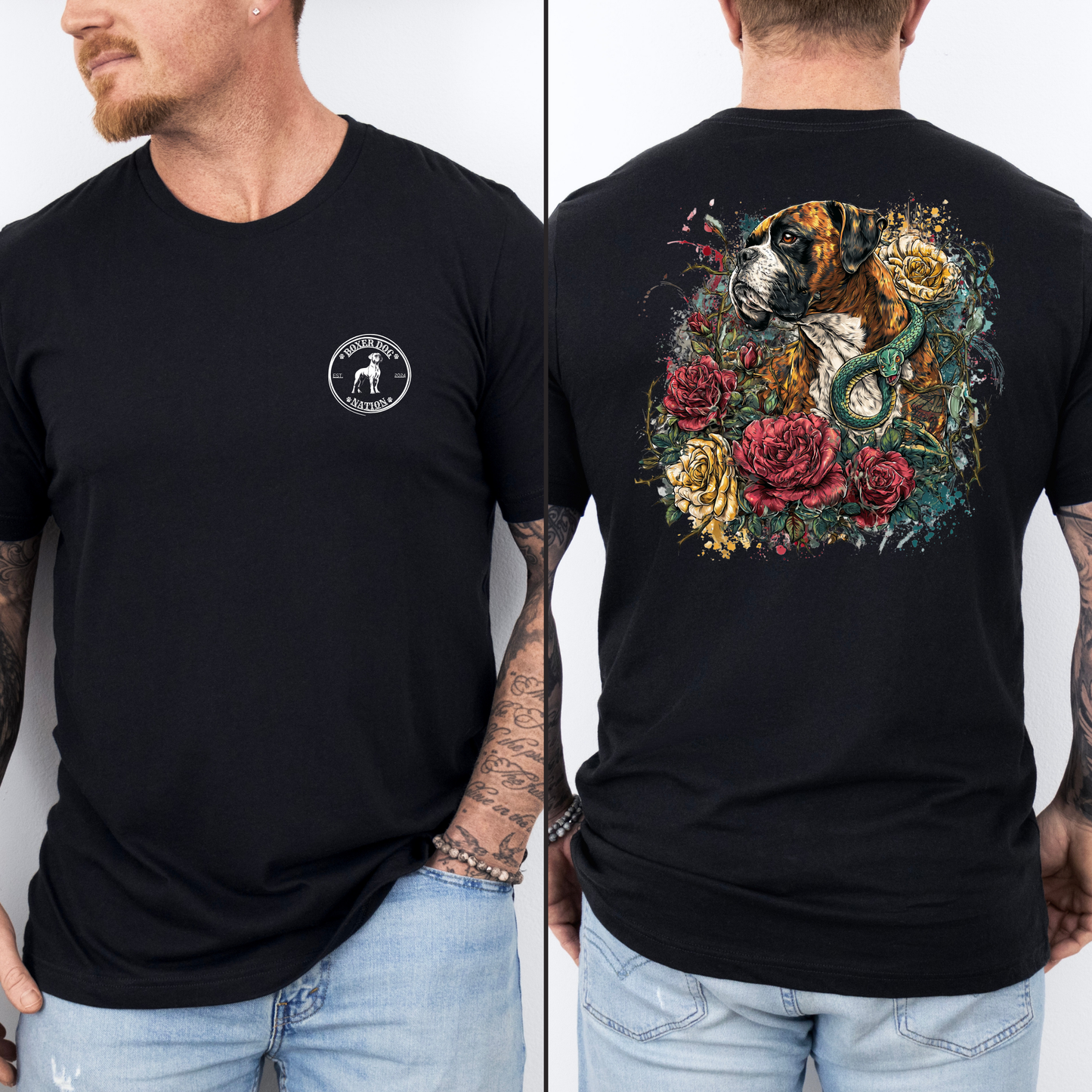 Serpent Rose Guard – Reverse Brindle Boxer - Boxer Dog Classic T-Shirt