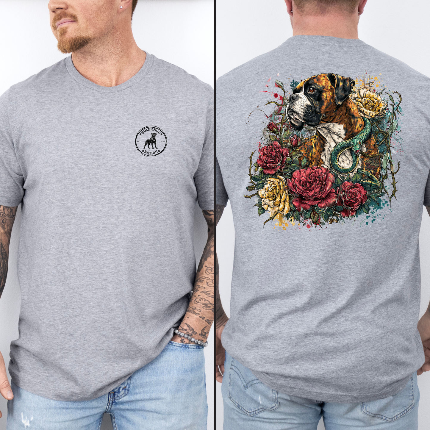 Serpent Rose Guard – Reverse Brindle Boxer - Boxer Dog Classic T-Shirt