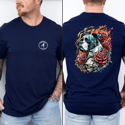 Flame Kissed – Skull & Roses – Boxer and Fire Dragon- Boxer Dog Classic T-Shirt