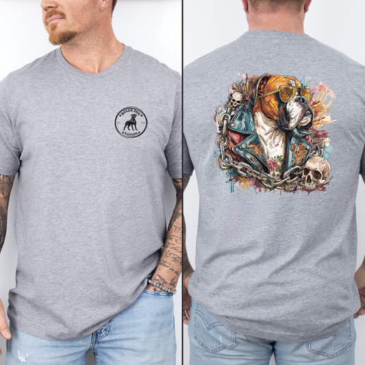 Rebel Boxer – Leather, Chains & Attitude – Boxer with Sword & Flames - Boxer Dog Classic T-Shirt