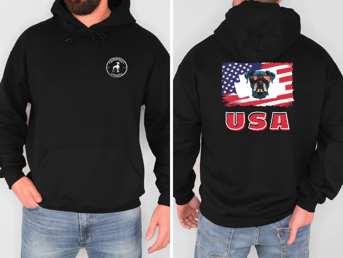 Boxer USA Flag - Boxer Dog Hoodie