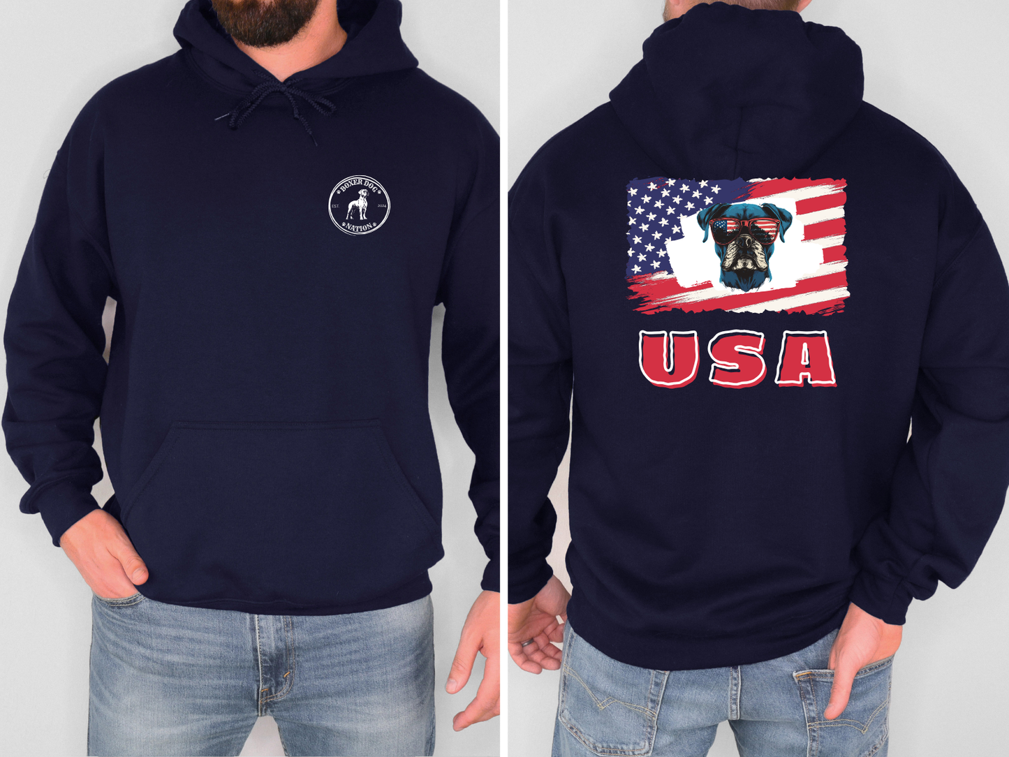 Boxer USA Flag - Boxer Dog Hoodie