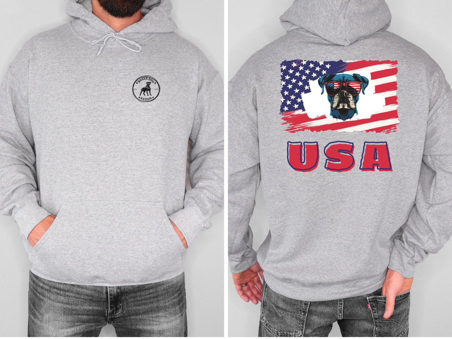 Boxer USA Flag - Boxer Dog Hoodie