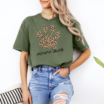 Boxer Mom Cheetah Paw Print_Brown - Boxer Dog Classic T-Shirt