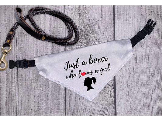 Just a Boxer Who Loves a Girl Dog Bandana – Matching Boxer Bandana, Cute Pet Accessory, Dog Lover Gift by Boxer Dog Nation