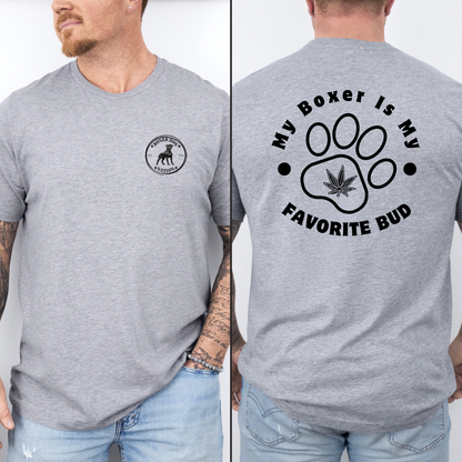 My Boxer Is My Favorite Bud T-Shirt – Funny Boxer Dog Tee for Dog Lovers, 420 Style Boxer Nation Shirt, Boxer Dad & Mom Gift