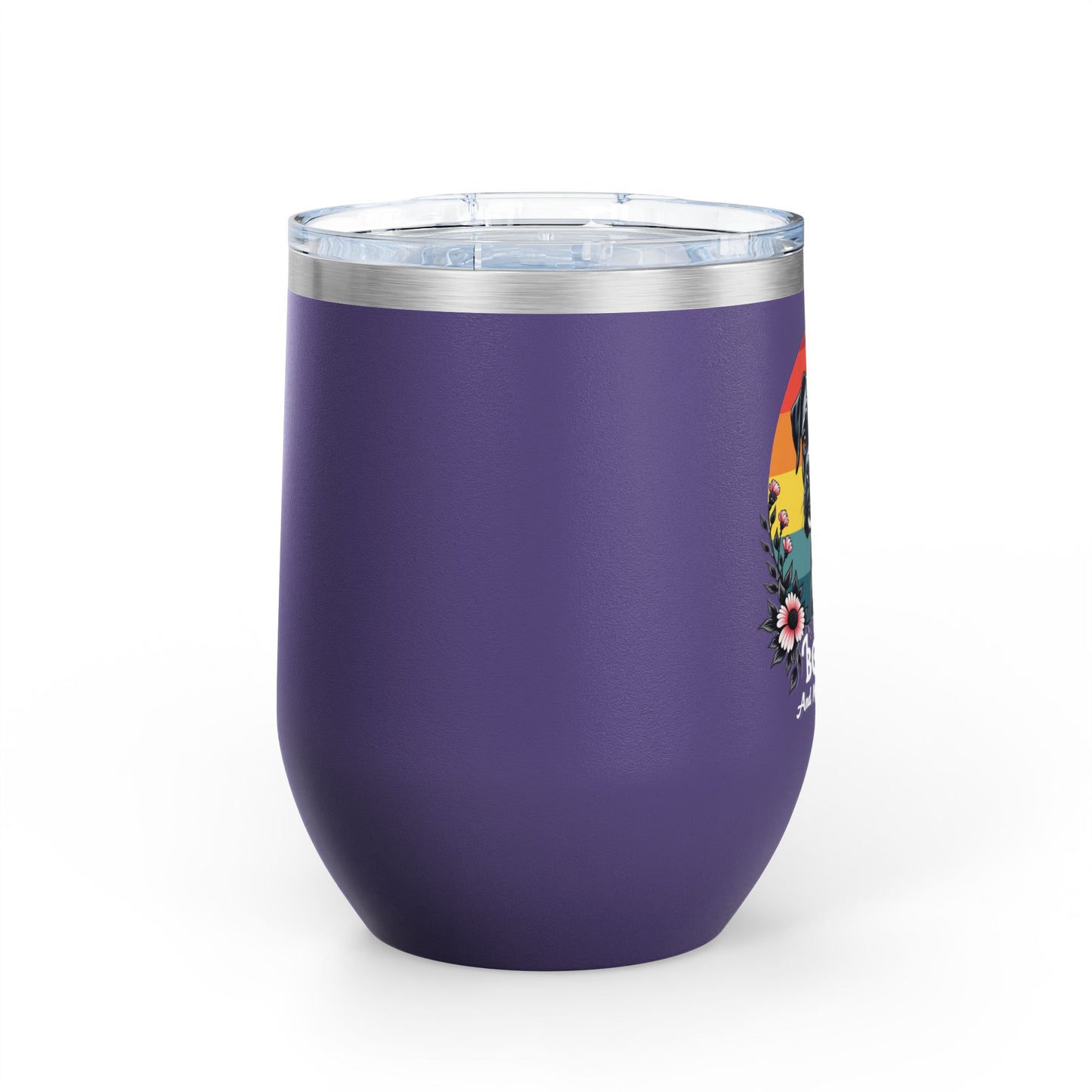 I Like My Boxer and Maybe 3 People (Pink Flower) - Boxer Dog Wine Tumbler