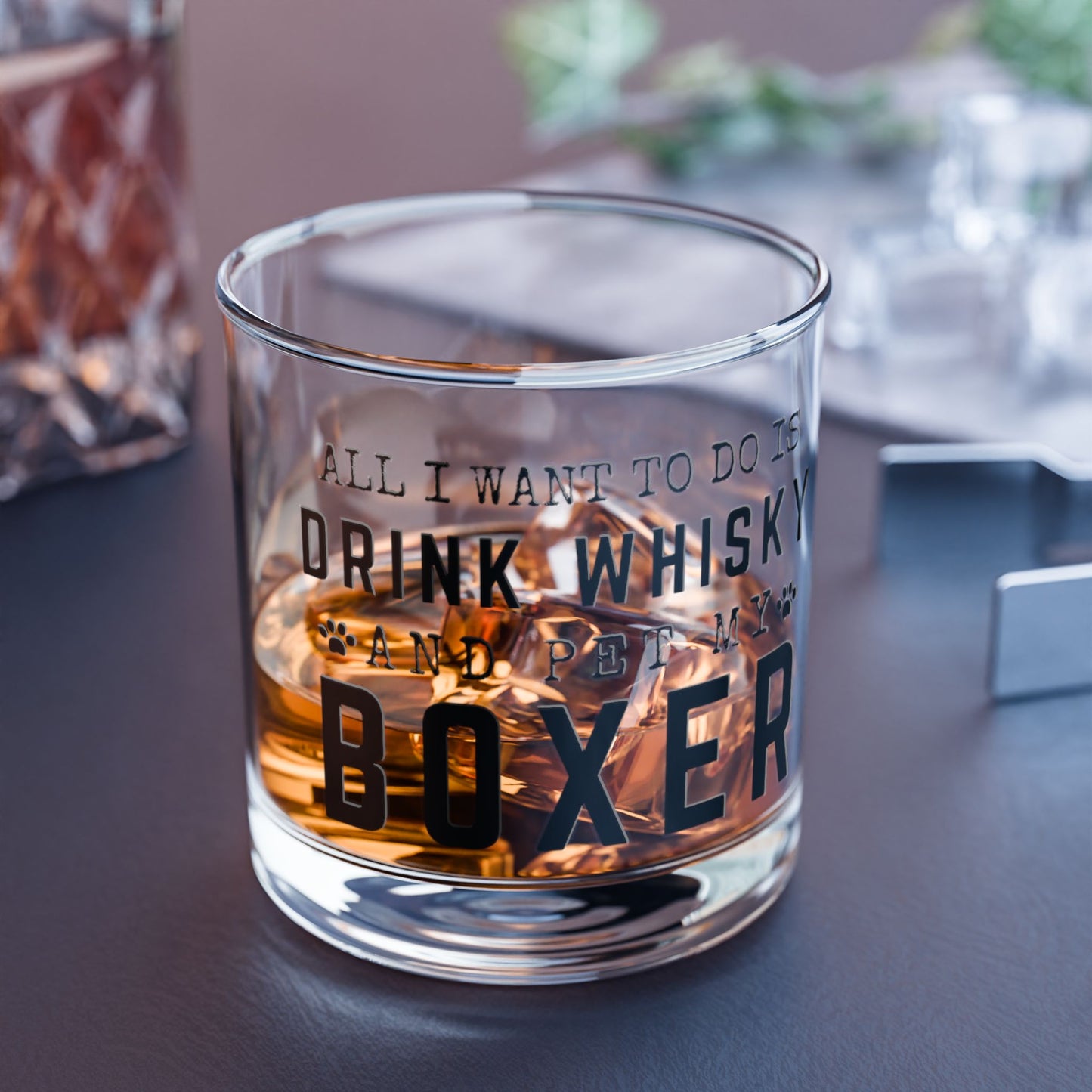 All Want To Do Is Drink Whisky And Pet My Boxer - Boxer Dog Rocks Glass