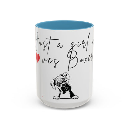 Just a Gril Who Loves Boxers- Accent Coffee Mug (11, 15oz)