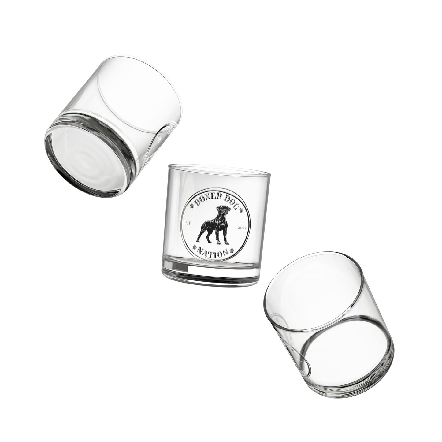 Boxer Nation Logo- Boxer Dog Rocks Glass