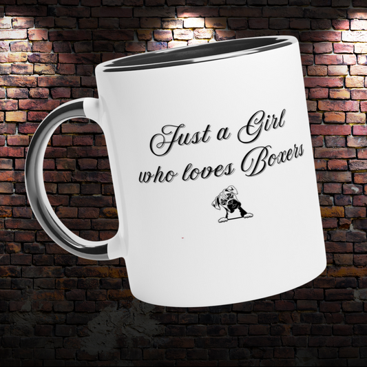 Just a Girl Who loves Boxer-Double Printed-White 11oz Ceramic Mug with Color Inside