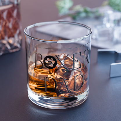 Boxer Dad- Boxer Dog Rocks Glass