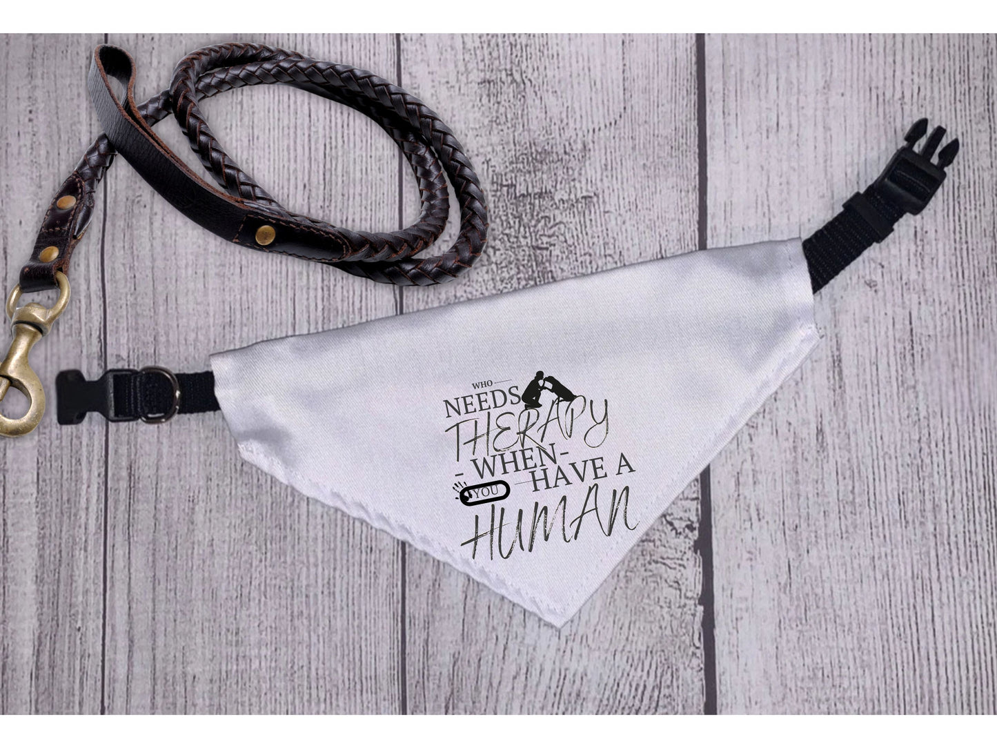 Who Needs Therapy When You Have a Human - Boxer Dog Pet Bandana