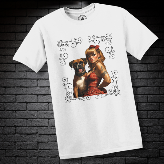 A Pin Up Girl & Her Boxer- Boxer Dog Classic Shirt