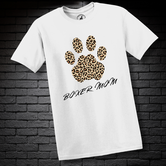 Boxer Mom (featuring a bold traditional color cheetah paw) – Boxer Dog Classic Shirt