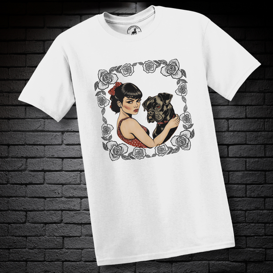 A Girl & Her Boxer (rose frame)- Boxer Dog Classic Shirt