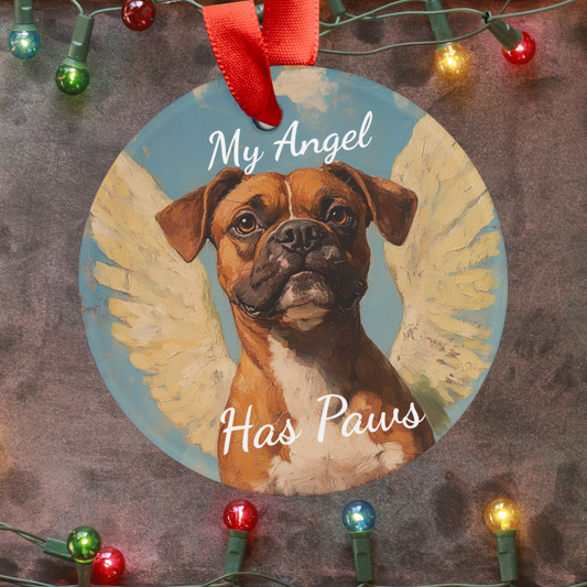 My Angel Has Paws- Acrylic Ornament with Ribbon