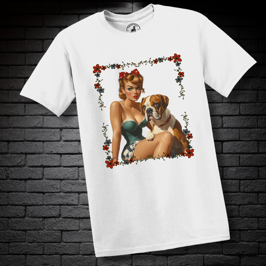 A Girl & Her Boxer (floral frame)- Boxer Dog Classic Shirt