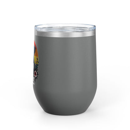 I Like My Boxer and Maybe 3 People (Pink Flower) - Boxer Dog Wine Tumbler