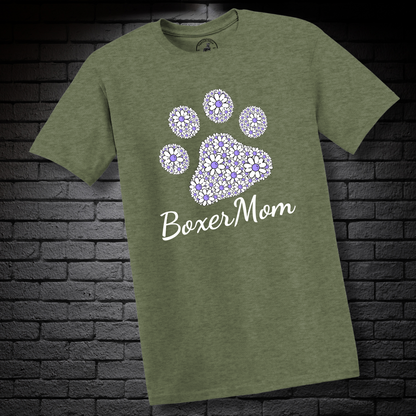 Boxer Mom (featuring Purple flowers in paw)– Boxer Dog Classic Shirt